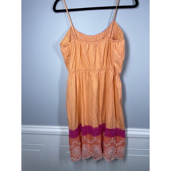 Flying Tomato, Size Large, Orange & Pink Slip Dress, Crochet Trim, Y2K, Dopamine - Picture 4 of 6
